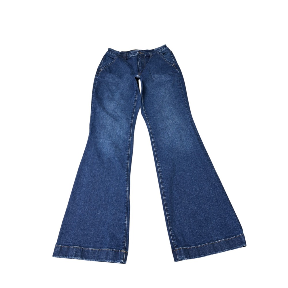 Duluth Trading Co Womens 6x33 Flare Jeans Dark‎ Wash Cotton Blend Denim W28 L32